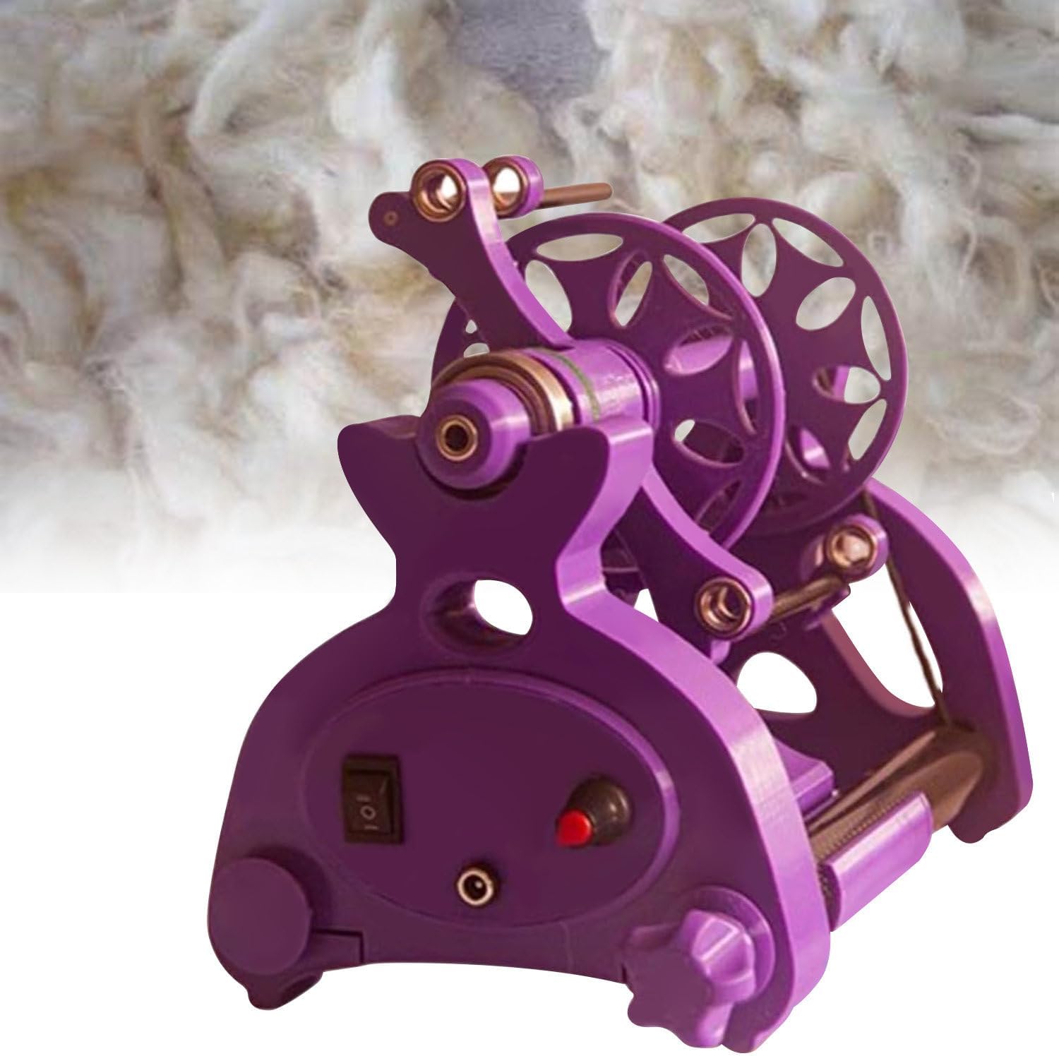 Electric Spinning Wheel, 4oz Yarn Winding Machine with 3 Spools, 800rpm Adjustable Speed, Forward Reverse Switching, for Yarn Weaving,Purple