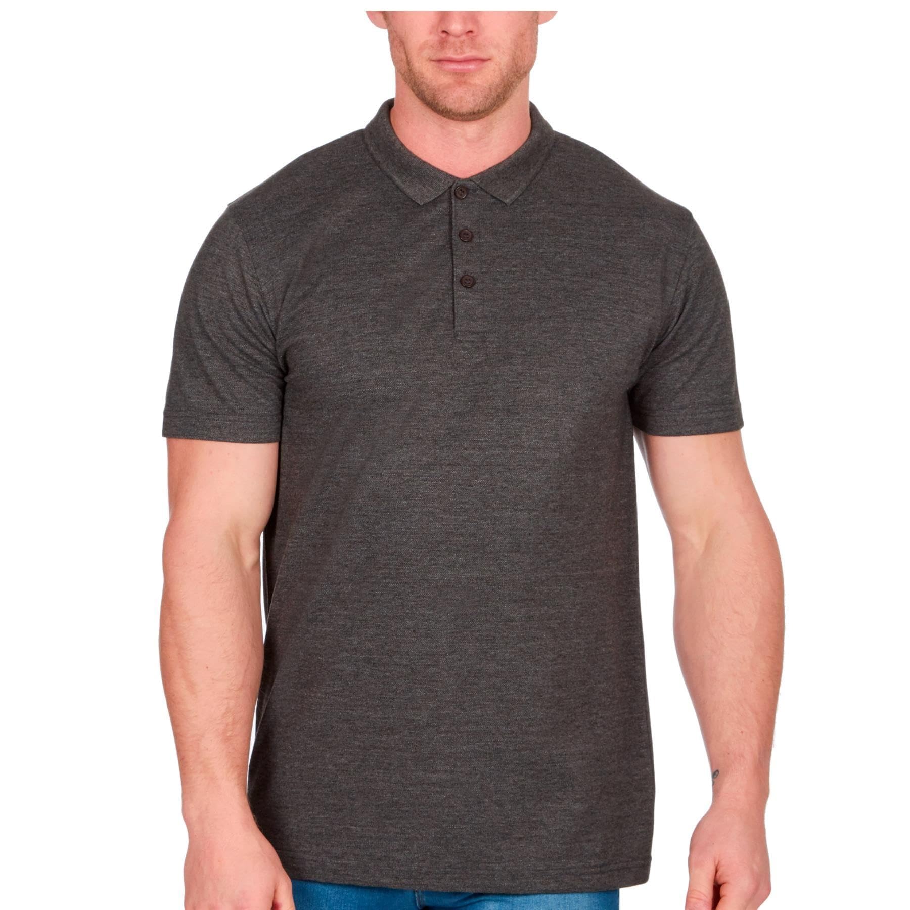Style It Up Men's Charcoal Polo Shirt Short Sleeve Top Plain T Shirt Casual Work Golf Tee Pique Basic (, Xl)