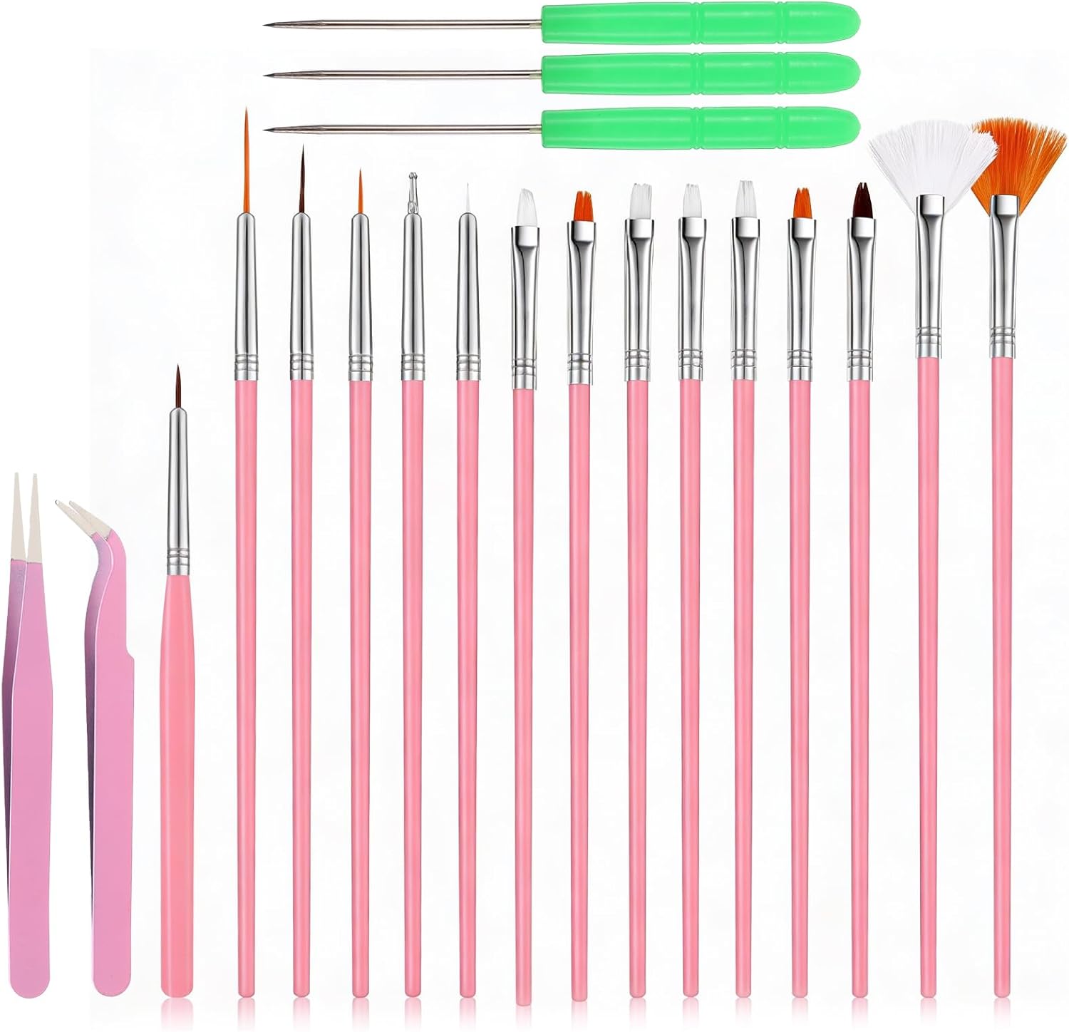 Qianyu 20Pcs Cake Decorating Tool Set - Brushes, Tweezers, Needles for Cookies, Fondant, Cupcakes & Baking