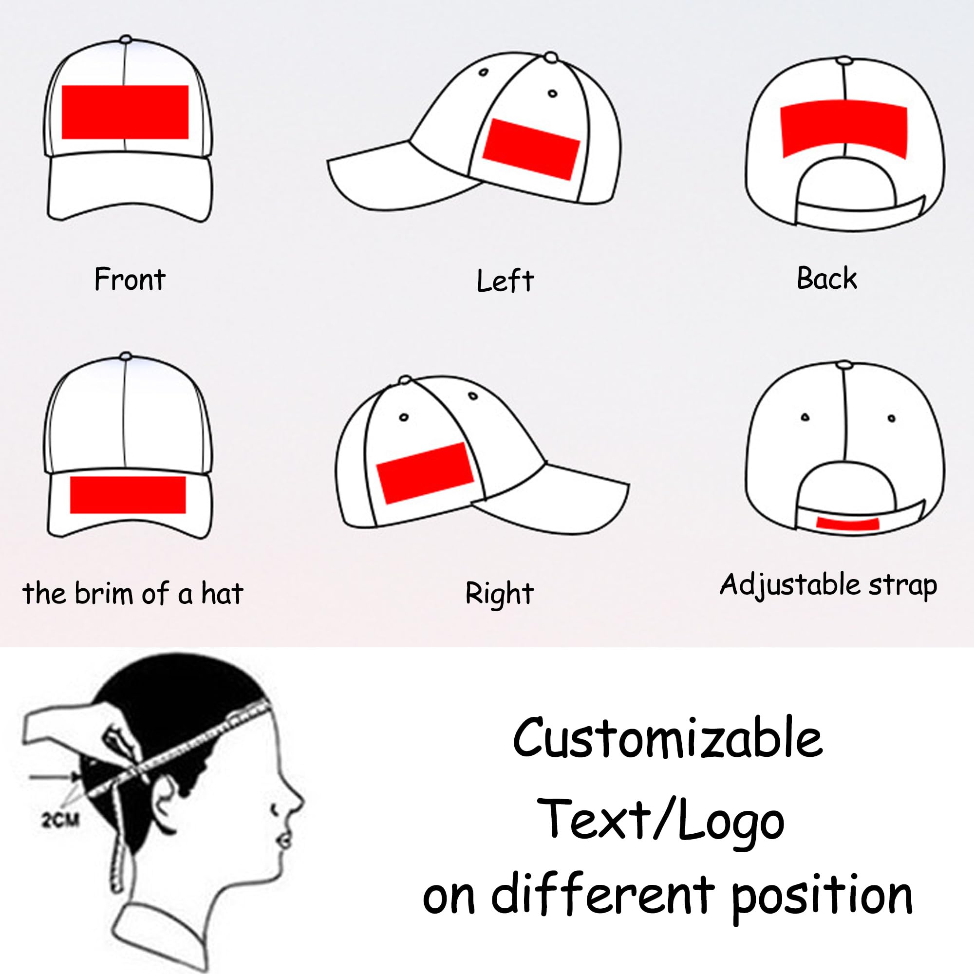 Sombrero/Gorra ajustable de Béisbol bordado personalizado con Su Texto/Logo-Su propio Texto personalizado Sombreros de Papá Regalo, Sombrero personalizado, M