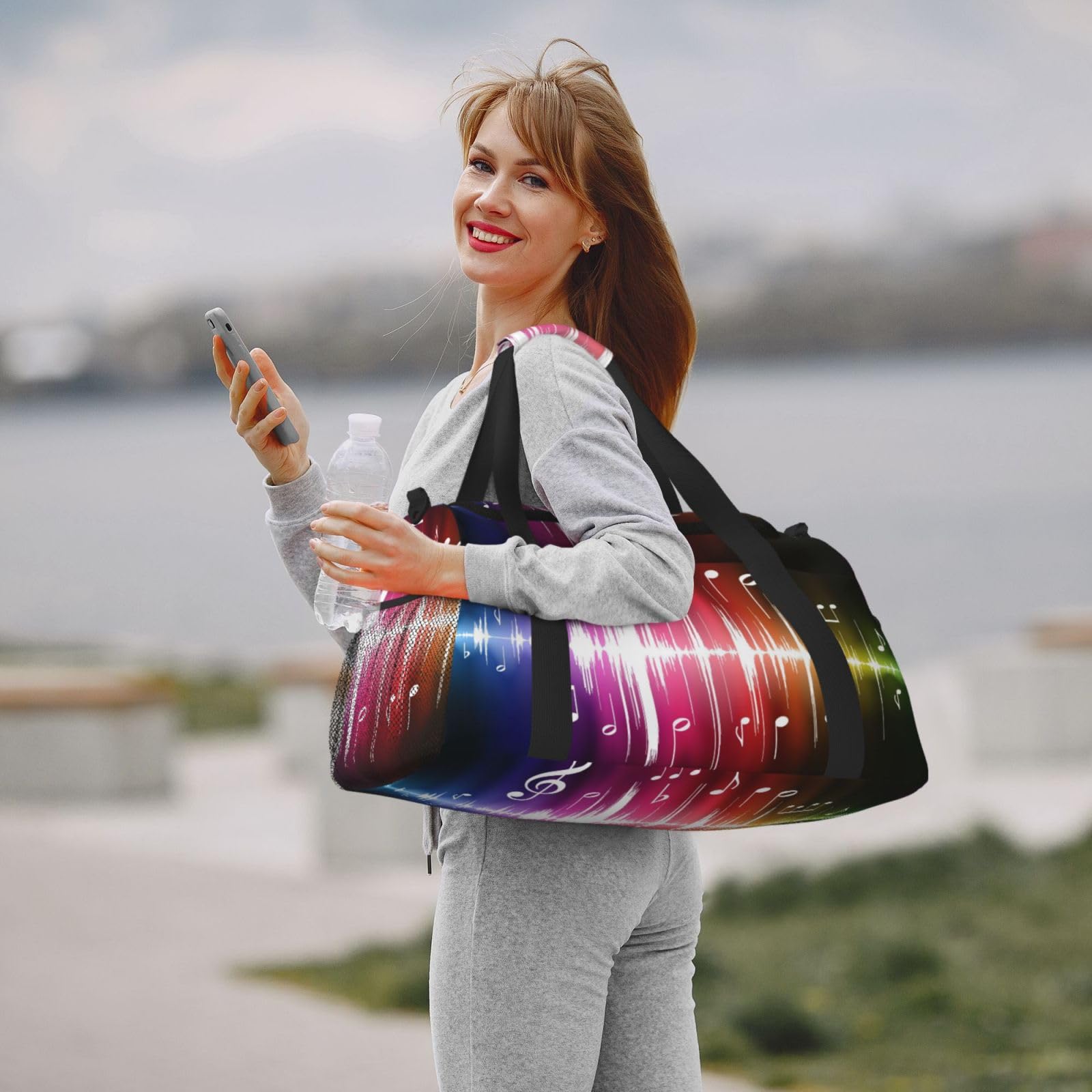 Handreisetasche mit Musiknoten-Aufdruck, ideal für Langstreckenreisen und den täglichen Gebrauch