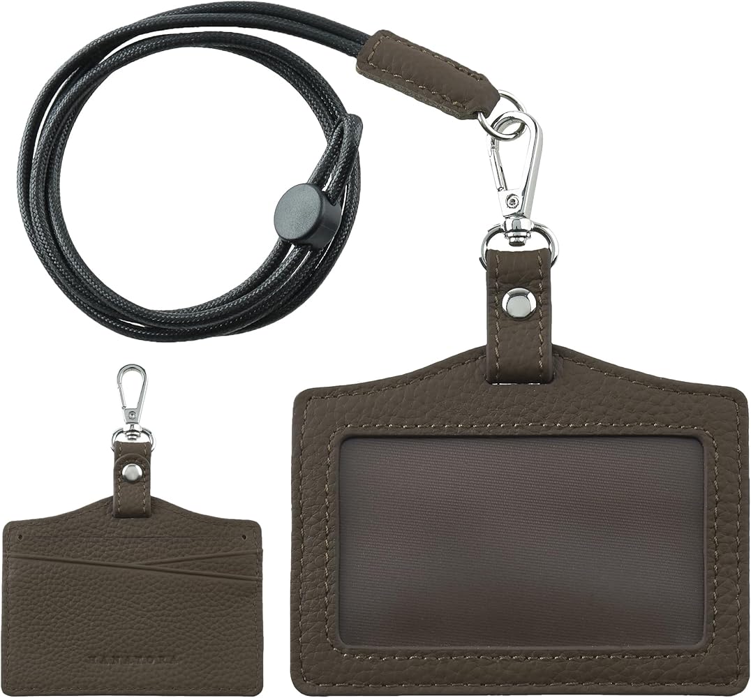 Amazon | [HANATORA] IDカードホルダー 横型 ケース 本革 首掛け 裏