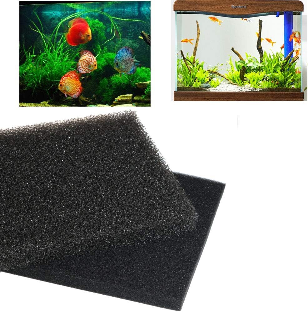 Omama Rectangular Fish Tank Biochemical Filter Bio Sponge Pad, 2-Piece, Black