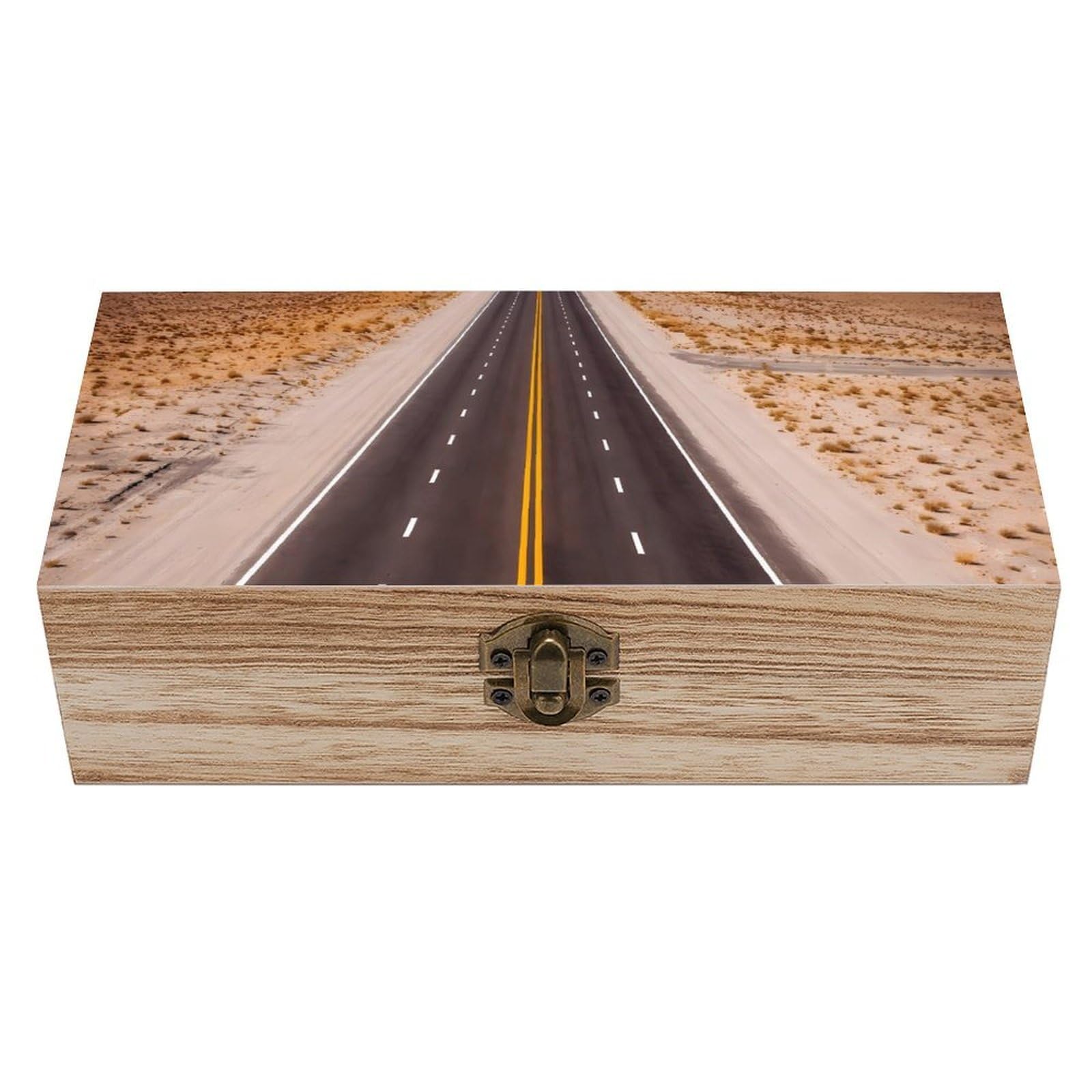 HLBSDM Freeway Highway Road in The Desert Wooden Storage Box