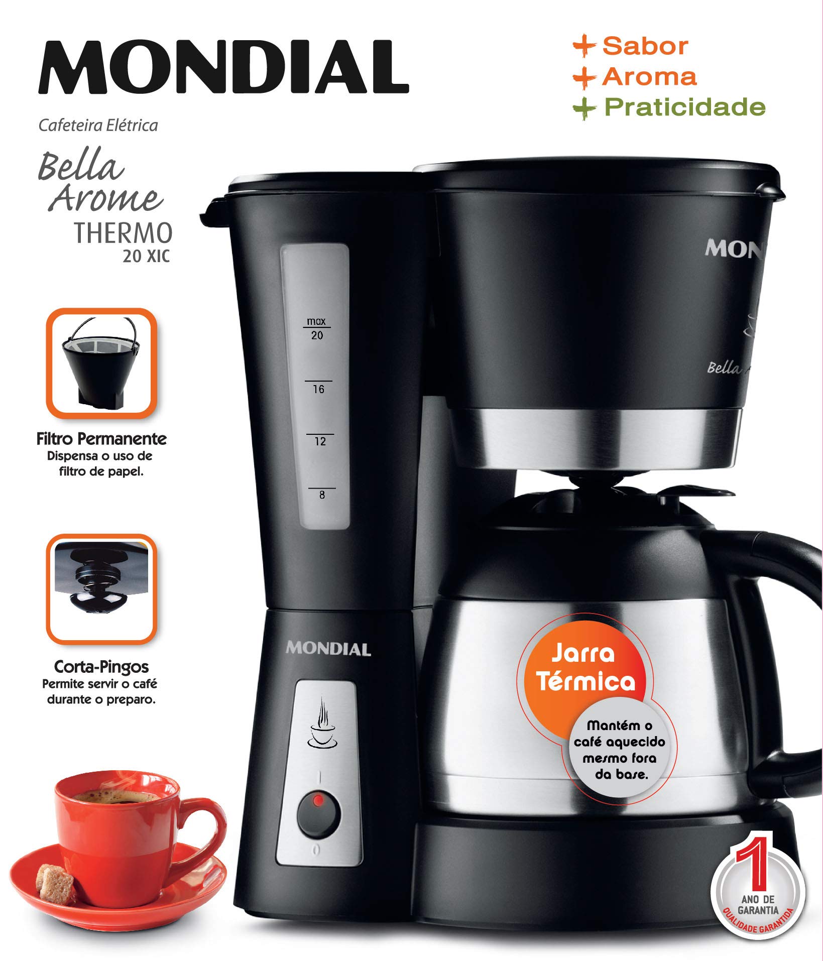 Cafeteira Elétrica Bella Arome Térmica, Mondial, C-17, 110V