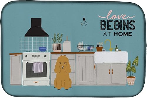 Miniatura 281 de Caroline's Treasures CK7824DDM - Tapete absorbente para secado de platos con diseño de bulldog inglés, rojo y blanco, para encimera de cocina, 14 x