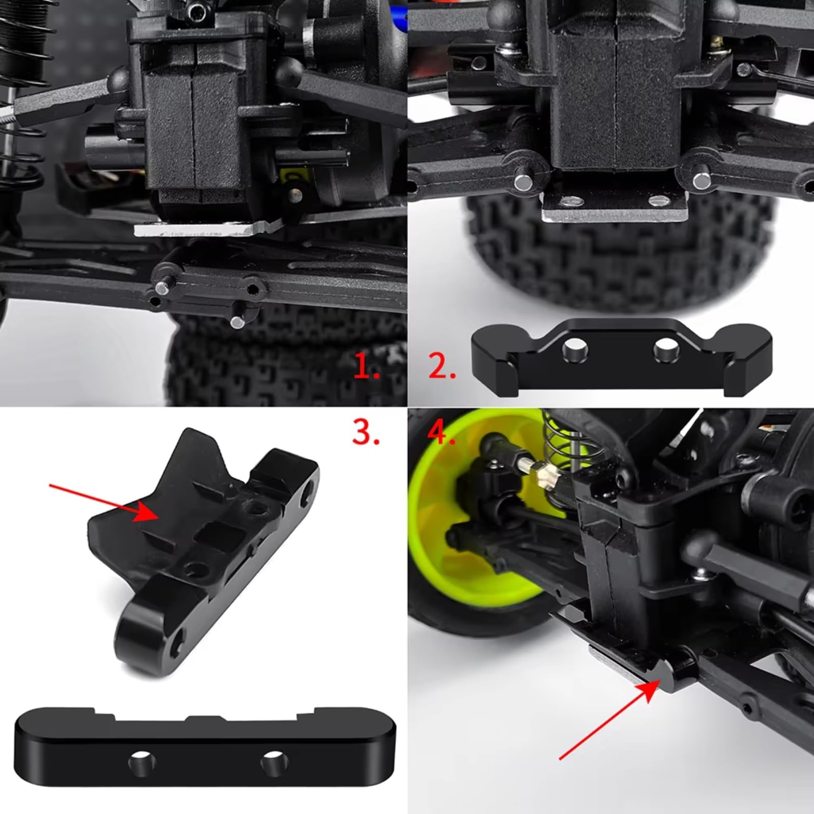 RC Repuestos para Mini-B 1/16 Juego Bloque Pivote Trasero Aleación Aluminio Montaje Brazo para Buggy RC 2WD Piezas Mejora