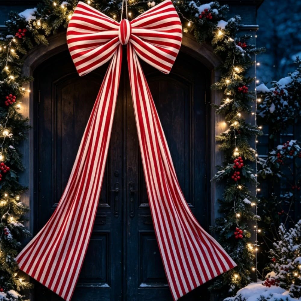 Rot-Weiß karierte Christbaumschleife 40x110cm für deko Rot-Weiß(80 * 210cm)