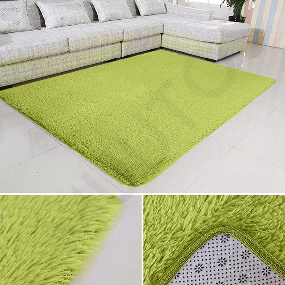 Tappeto in finta pelle di pecora super morbido, moderno, a pelo corto, in peluche, per soggiorno, camera da letto, corridoio, cucina, verde, 150 x 200 cm, accogliente decorazione per la casa.
