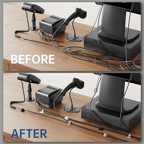 Miniatura 2 de NiHome Juego de organizador de cables con 12 clips de silicona y 50 lazos de , soportes de cables autoadhesivos para escritorio, pared, TV, PC,