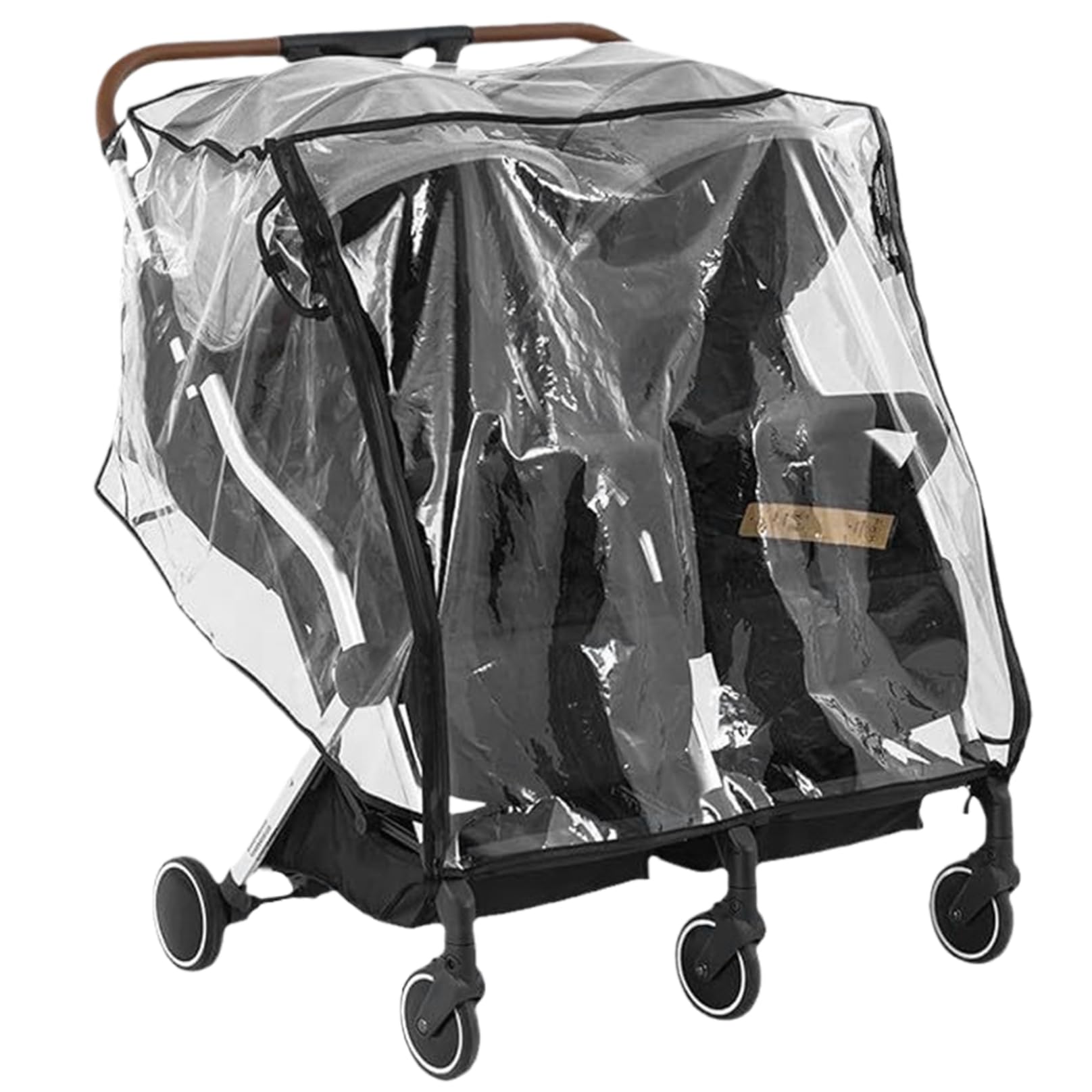 Rain Cover for Pushchair, Double Stroller Rain Cover Universal Pram Rainproof Transparent for Pushchair Side by Side Wind Shield Stroller with Zipper for Twin Baby