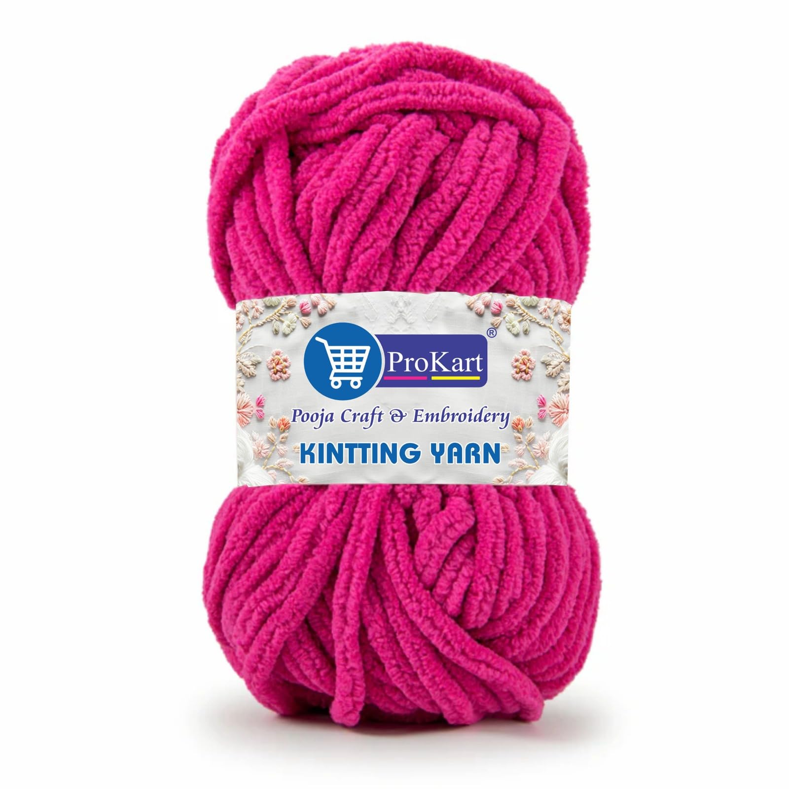 ProKart Premium Blankie Wool, Plush & Cuddly, Chenille Yarn Supersoft Hand Knitting Wool Ball | Blanket Thick/Mottu Yarn Ball Suitable for Hand Knitting and Crocheting for Baby, Adult, Sweaters, caps, Throws, Home Furnishing, Scarves, Blankets (Rani Pink, 100gms x 1 Pack)