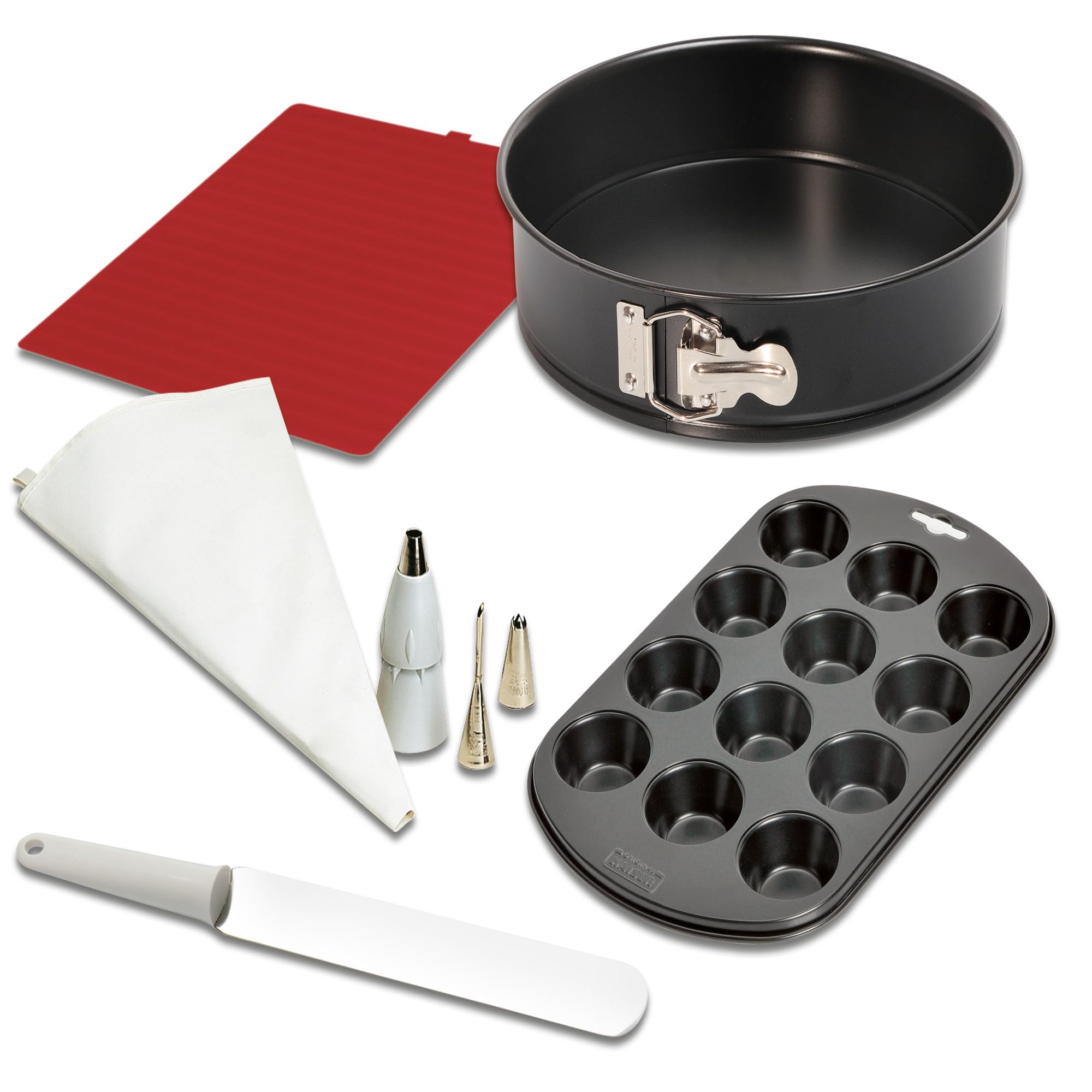 Moulinex XF389010 Kit Pâtisserie pour Robot Cuisine Companion 6 Accessoires Fouet Moules à Manqué et à Muffins Set de Poches à Douilles Tapis Silicone Spatule Flexible