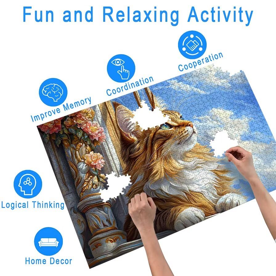 Puzzle 3000 Pièces Chat, Puzzle 3000 Pièces pour Adultes et Enfants à Partir de 14 Ans, Mignon Puzzles Bois avec Une Boîte d'Emballage Exquise, Puzzles pour Décoration Murale, Idee Cadeau Femme, -5530