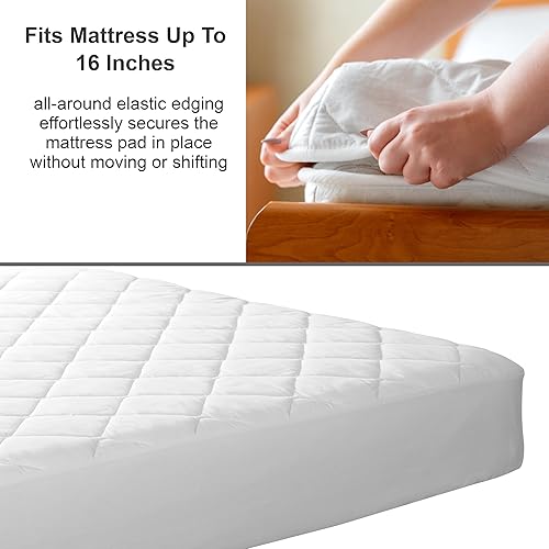 Miniatura 3 de ZOYER Funda de colchón tamaño Queen, protector de colchón acolchado impermeable tamaño Queen, protector de colchón de diseño hexagonal que se estira