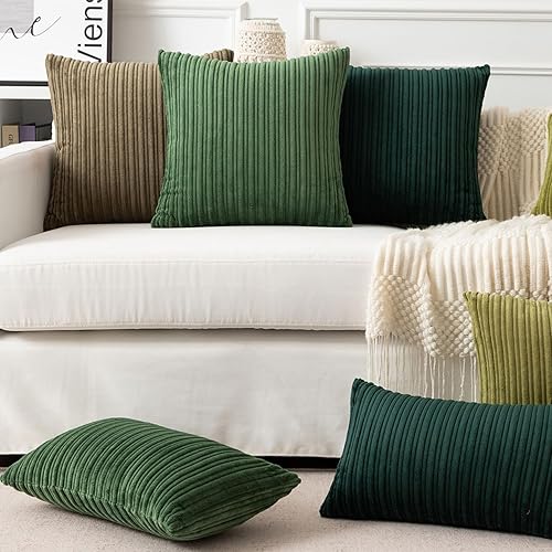 Miniatura 501 de UGASA - Juego de 2 fundas de almohada de terciopelo a rayas, funda decorativa para cojín con cremallera oculta para el hogar, sofá, dormitorio,