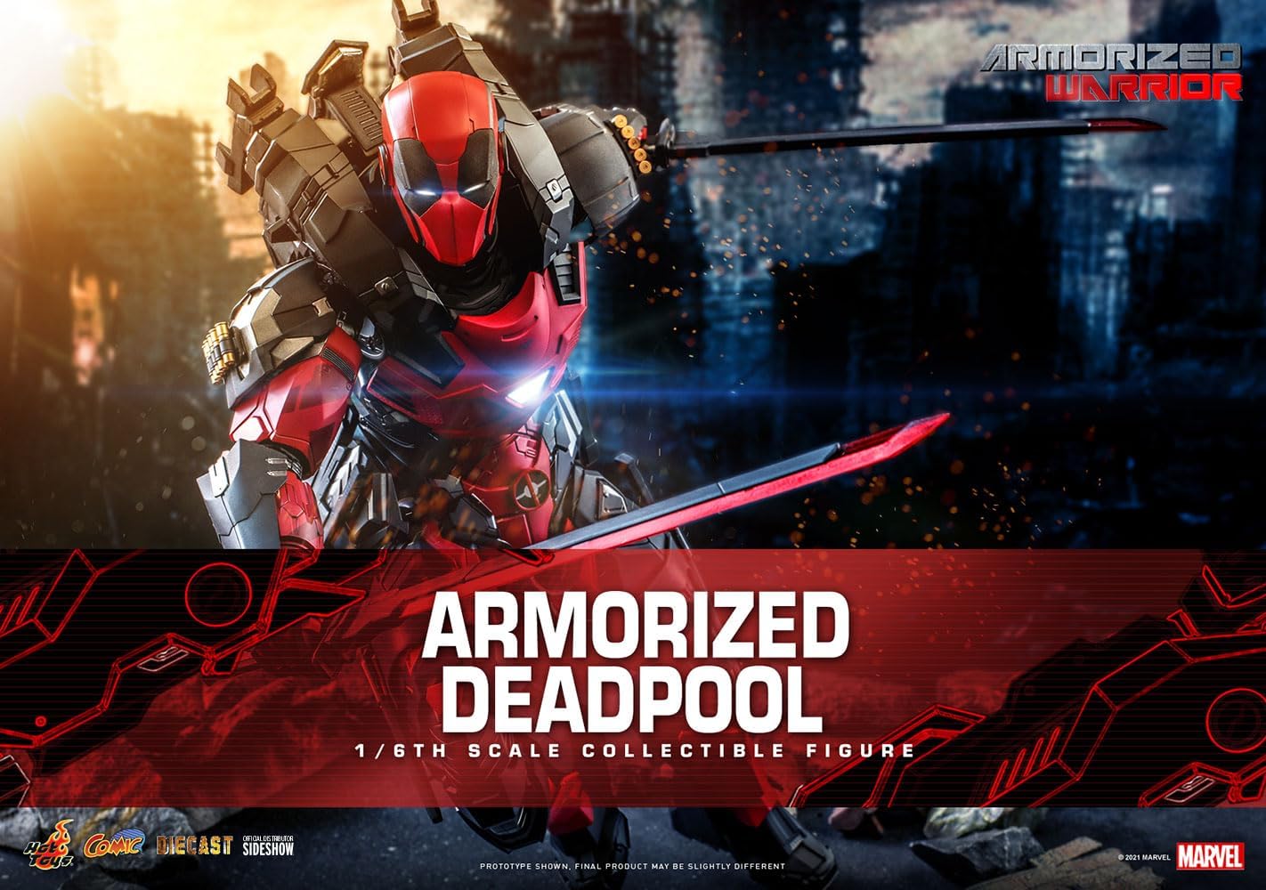 Hot Toys 1:6 Armorized Deadpool, Red