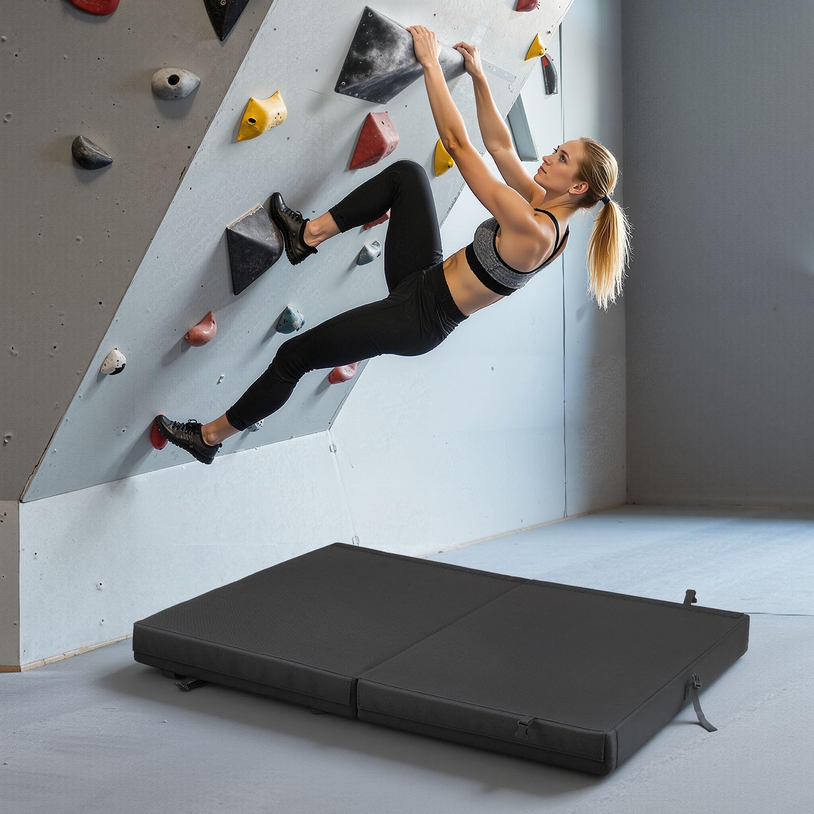 VEVOR Boulder Airpad, Dos Pliegues para montañismo, Almohadilla de Choque con Correas Ajustables para Mochila y asa, Plegable, Ligera para Bloqueo en Interiores y Escalada al Aire Libre