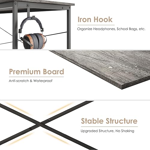 Miniatura 7 de COTUBLR Escritorio para computadora de 63 pulgadas, escritorio de oficina en casa, escritorio grande simple y moderno para dormitorio, escritorio de