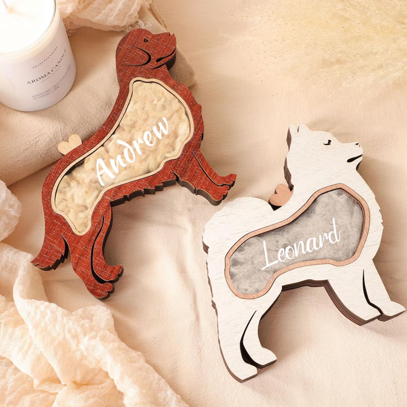 Personalized Cat Hair Memorial Box, Pet Memorial Gift, Wooden Pet Fur Keepsake Box, Pet Loss Gift, Pet Lover Sculpture, Remembrance Gift (Redwood Grain) image 2