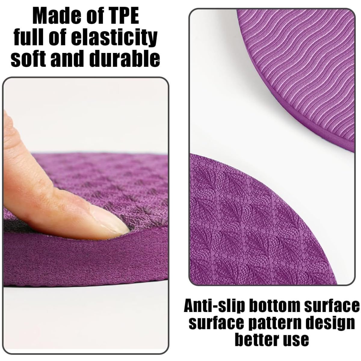 Yoga Kniebeschermers 2 Stuks - Anti-slip Foam Pad Voor Knieën, Ellebogen & Balans - Donkerpaars