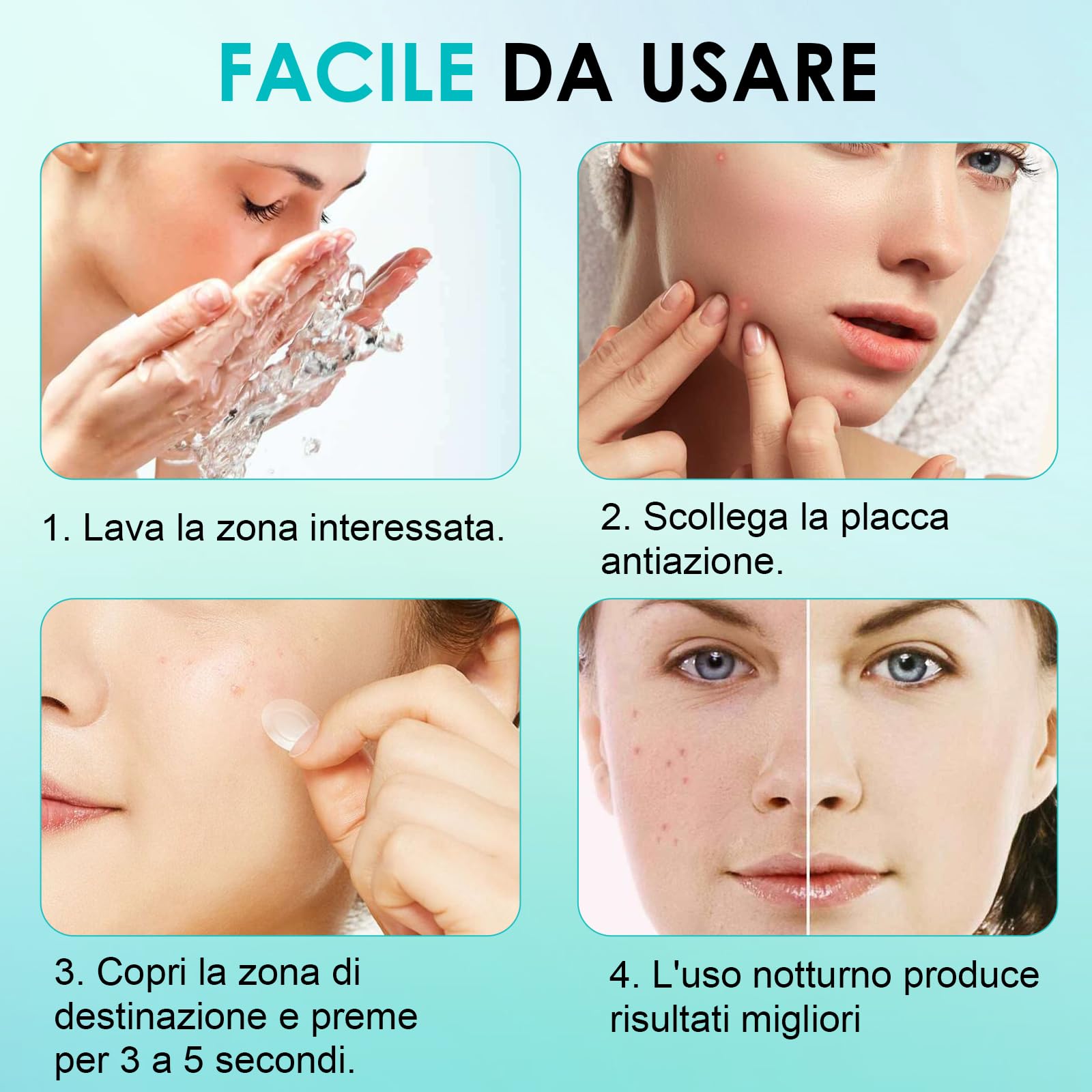 264pcs Cerotti Brufoli Pimple Patch Invisibili Per Acne Idrocolloide Naturale Con Olio Dell'Albero Del Tè E Acido Salicilico Giorno E Notte 2 In 1 Cerotto Impermeabile Patch Brufoli