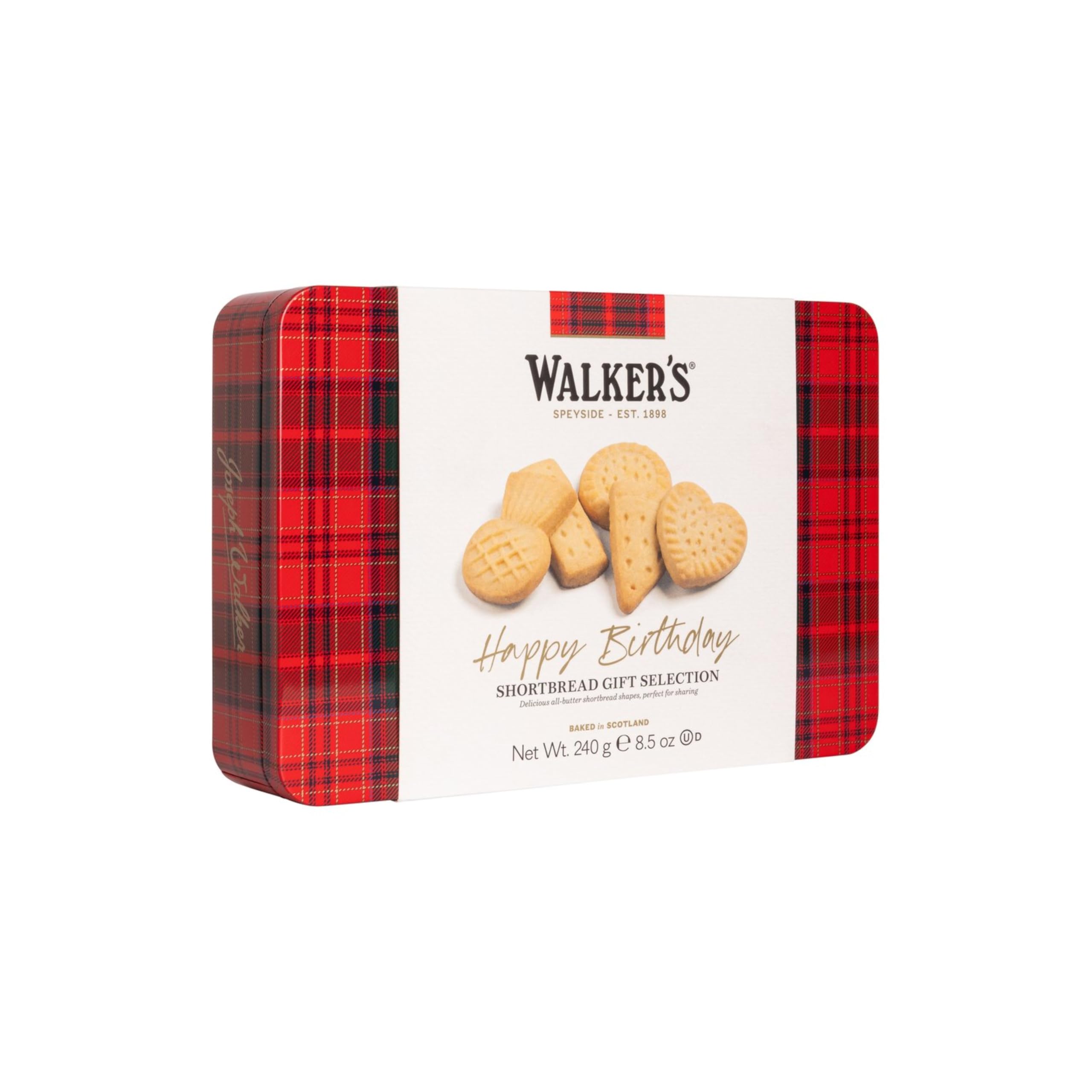 Walker's Shortbread Happy Birthday Shortbread Assortment Tin, Traditional Pure Butter Scottish Recipe, 240g
