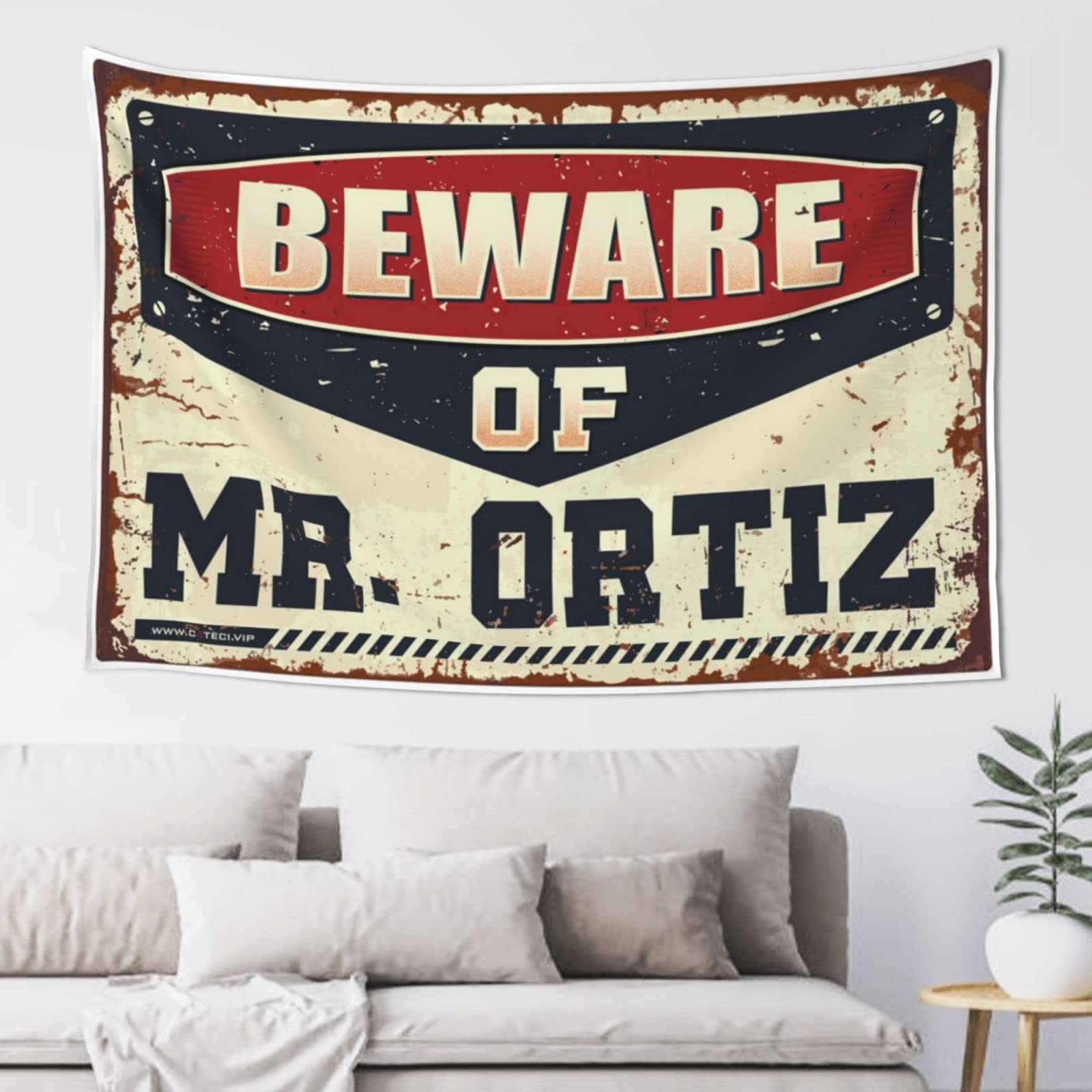PRAVOXI Backyard Bar Decor Beware Of Mr. Ortiz Tapestry Decor For Man Cave Stuff For Boys Room(100X150CM)