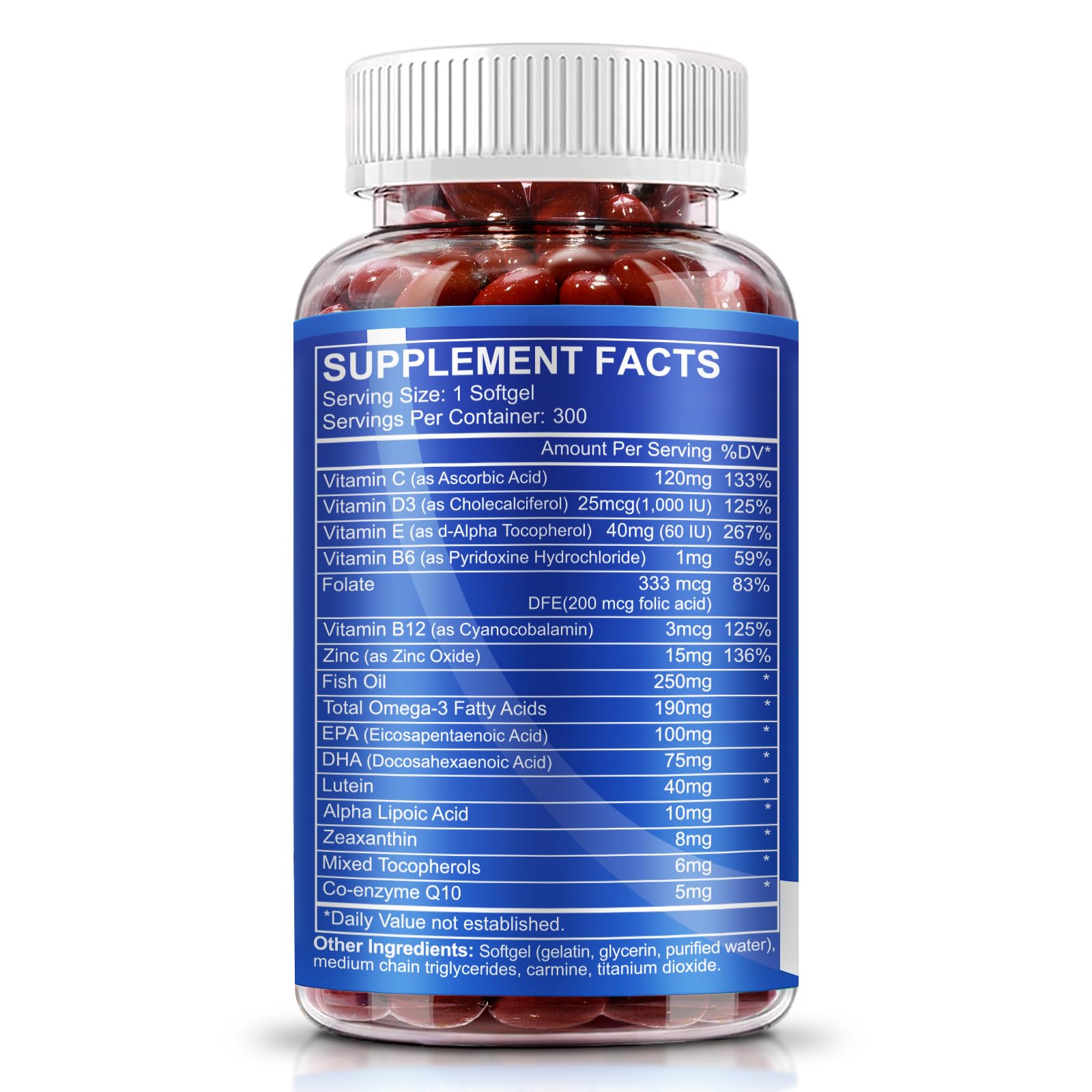 Lutein and Zeaxanthin Supplement - AREDS 2 Plus+ Eye Vitamins, 40 mg Lutein & 8 mg Zeaxanthin with Vitamins C, E, Zinc, Omega-3 & CoQ10 - 300 Softgels — Amazon image 8