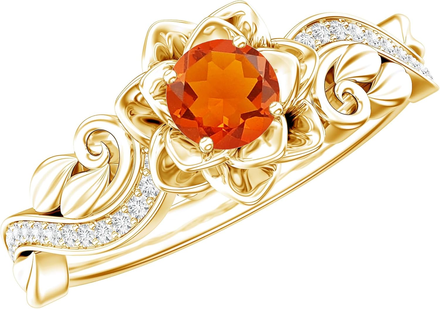 Natural Fire Opal Rose Flower Engagement Ring in Silver, Aaa Quality, Certified Fire Opal Diamond Ring - Ready To Gift