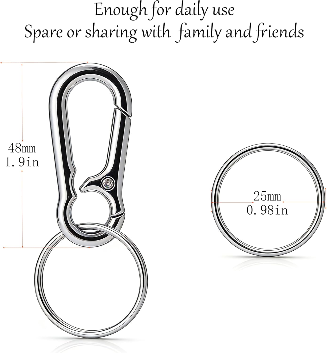2-Pack Heavy Duty Metal Key Chain Clip with Keyring, Durable Belt Key Organizer for Car Home Travel Outdoor
