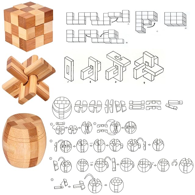 Foto 4 de 7 de Holzsammlung 9 Piezas Rompecabezas de Madera, 3D IQ Juegos de Ingenio