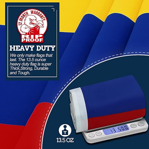 Miniatura 9 de ANLEY Fly Breeze - Bandera de Colombia de 3 x 5 pies color vivo y a prueba de decoloración cabecera de lona y doble costura banderas nacionales