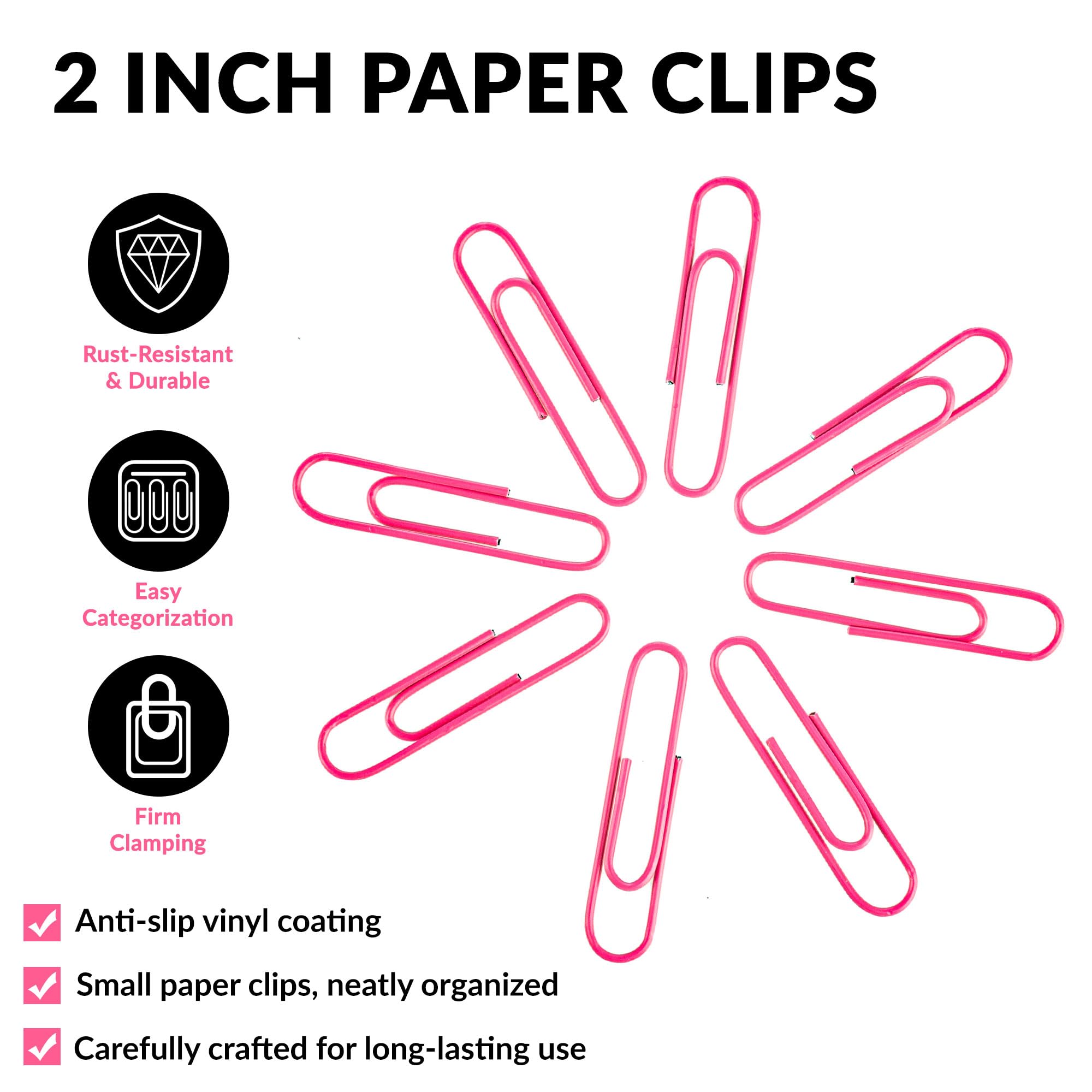 Jumbo-Büroklammern, 5,1 cm, Büroklammern, Bürobedarf, 100 Stück (Jumbo, Pink)