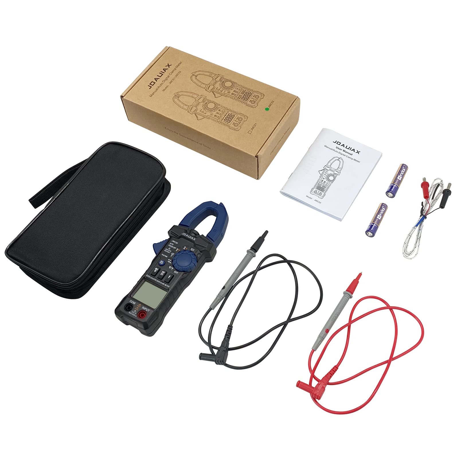 2021 Nueva Pinza Amperimétrica Digital,6000 Cuentas Rango Auto TRMS multímetro 600A AC/DC Corriente,600V AC/DC Voltaje Amperím etro con Lowz/V.F.C/INR/NCV/2 Display/Data Hold-JMC02