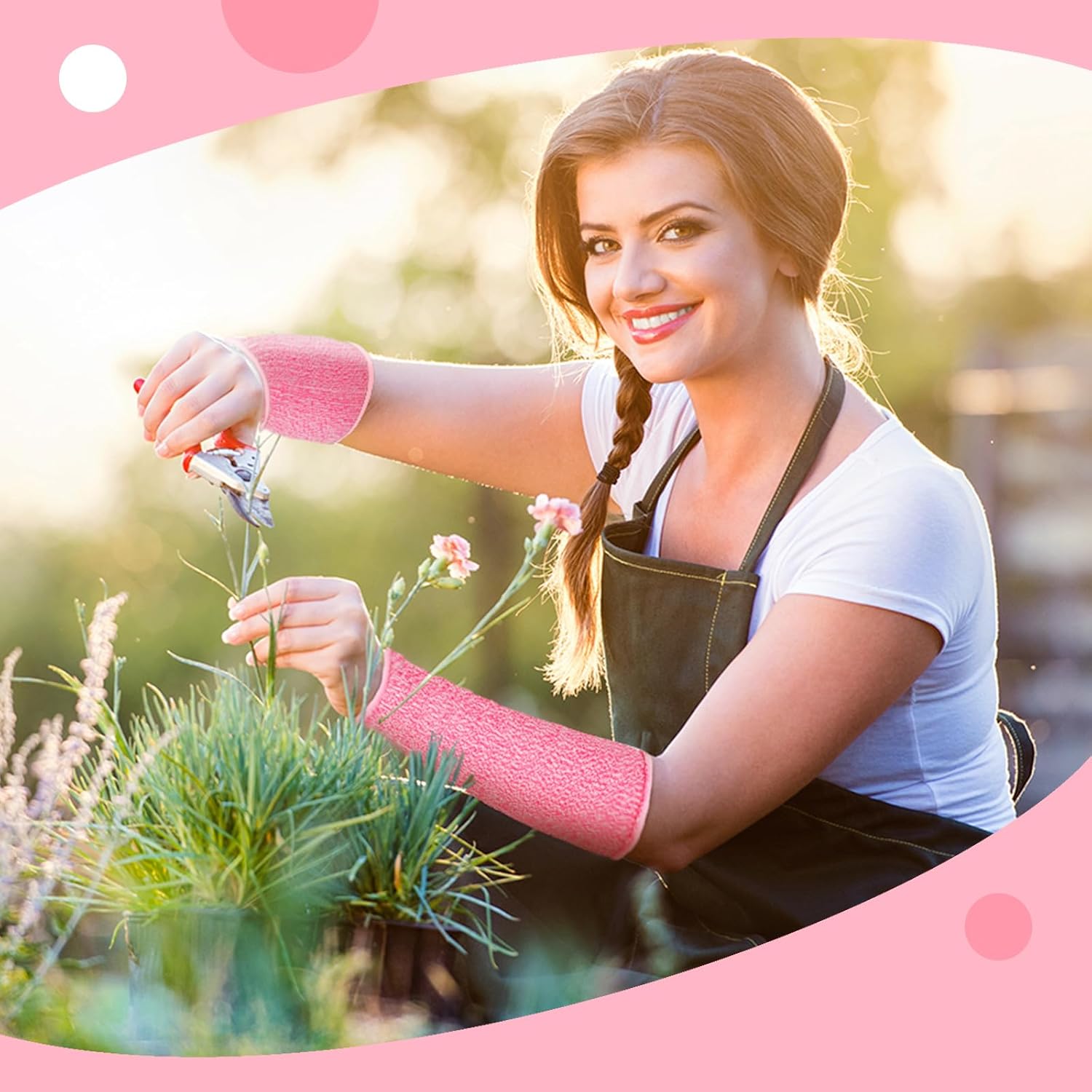 Sintege 3 Pairs Arm Protectors for Thin Skin and Bruising Cut Resistant Forearm Sleeve Level 5 Arm Burn Protection Sleeve (White, Purple, Pink,7.9 Inch) - Image 2