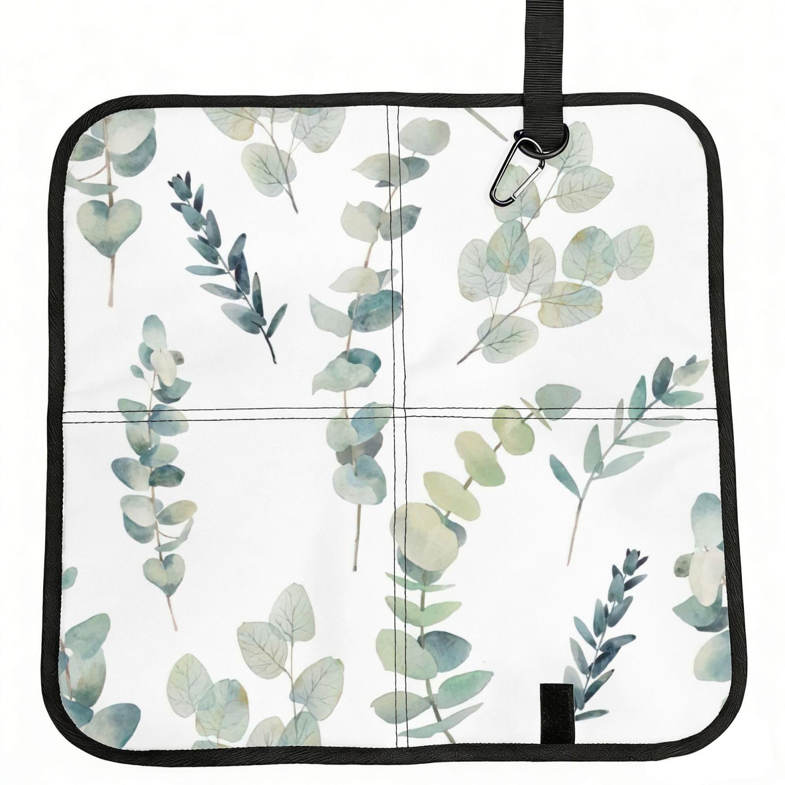 SDEGTHO Eucalyptus Leaves Printed Foldable Seat Pad with Closure, Lightweight Cushion for Airplane Travel Camping