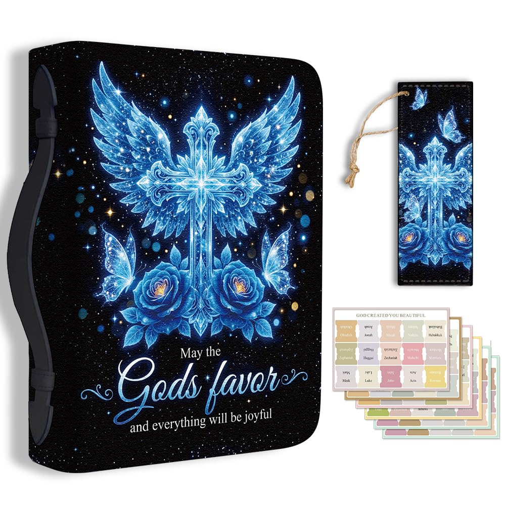 TNKBREEZE Bible Cover Butterfly PU Leather Bible Case with Bookmark Floral Wings Bible Note Books Carrying Accessories for Women Men Christian Gift 11.2x8x2.3 In โ image 1