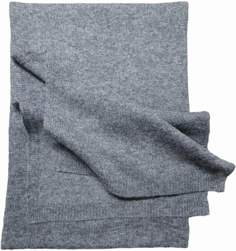 Cashmere and Wool Blend Knitted Grey Scarf 12 inches X 70 inches Unisex, For Men and WomenCashmere Wool Blend, Grey