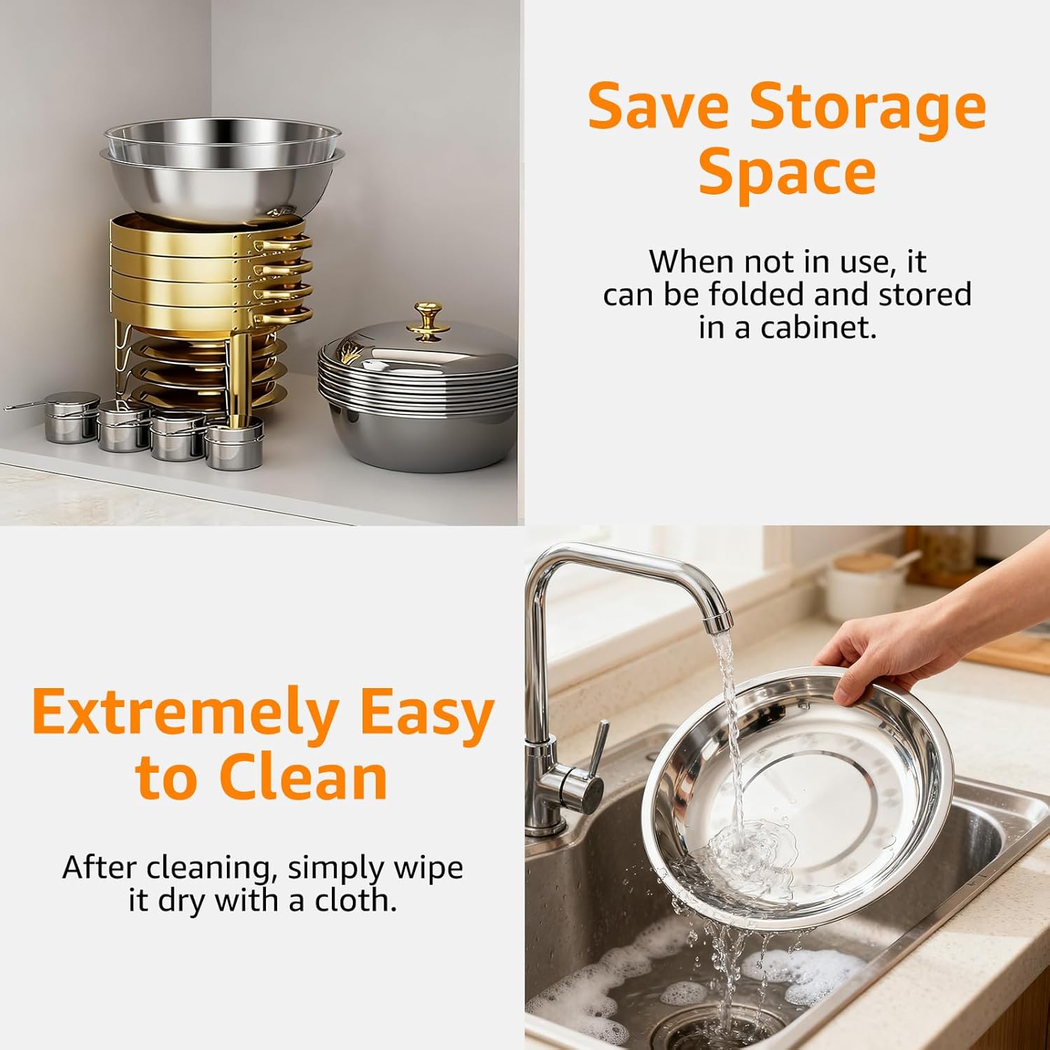 Chafing Dishes for Buffet, Buffet Servers and Warmers, 4 Pack 6QT Stainless Steel Food Warmers for Parties, Catering Supplies Buffet Display Chafing Dish for Parties, Golden