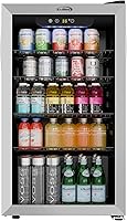 KoolMore KM-BR32SS 3.2 Cu Ft Beverage Refrigerator - 18" Glass Door Fridge for Beer Soda Wine, Stainless Steel Trim, Quiet 43dB, ETL Listed