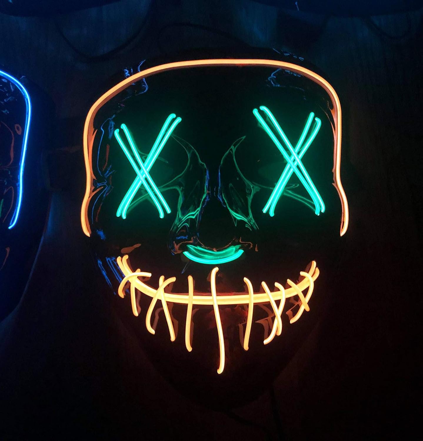 Acid Tactical LED Halloween Mask Purge EL Wire 2 COLOR Party LED Glow Light up Mask