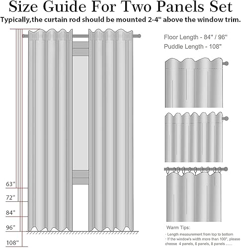 Miniatura 7 de zeerobee - Cortinas blackout, 100% opacas, 2 paneles, aislamiento térmico, pestañas traseras, bolsillo para cortinero, para sala de estar y