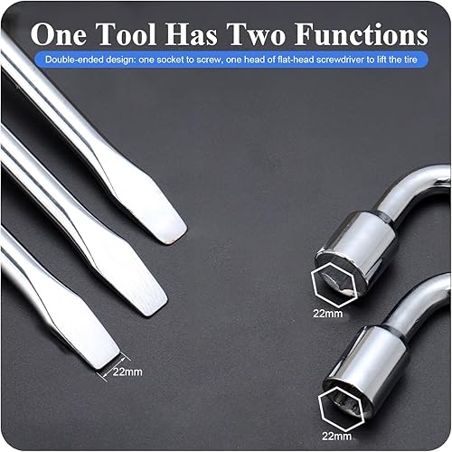 Miniatura 3 de Heyiarbeit Llave de llanta de repuesto para automóvil para Jack - Herramienta de reparación de zócalo de extremo ranurado tipo L de 0.866 in