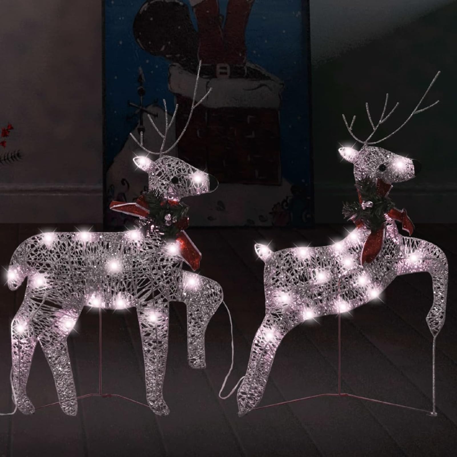 Renos de Navidad 2 Unidades 40dorado, Figuras LED, Decoracion Navidad Exterior, Figura Luz Navidad, Reno Luminoso Exterior, Navidad Exterior Figuras