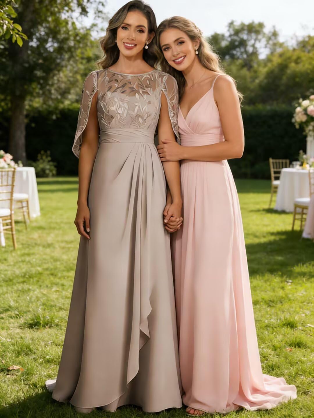 Sequin Mother of The Bride Dresses with Sleeves Chiffon Ruffles Long Formal Dress for Women - Image 8