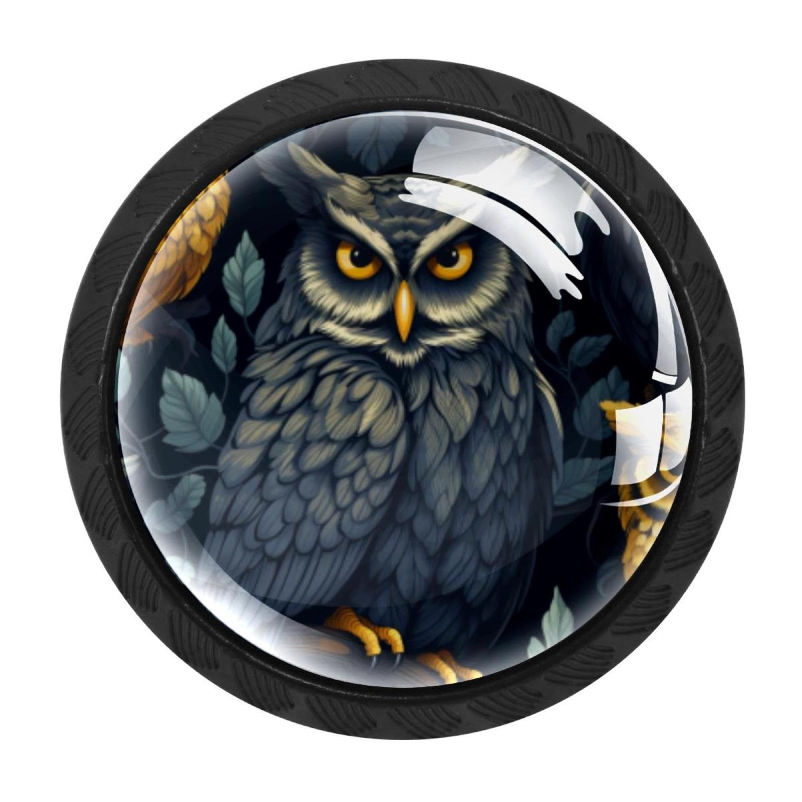 CHENZZZZ 4 Pack Owl Kitchen Cabinet Knobs Drawer Knobs Dresser Knobs Matte Black Zinc Knobs Drawer Pulls Door Knobs Dresser Drawer Handles Knobs for Dresser Drawers