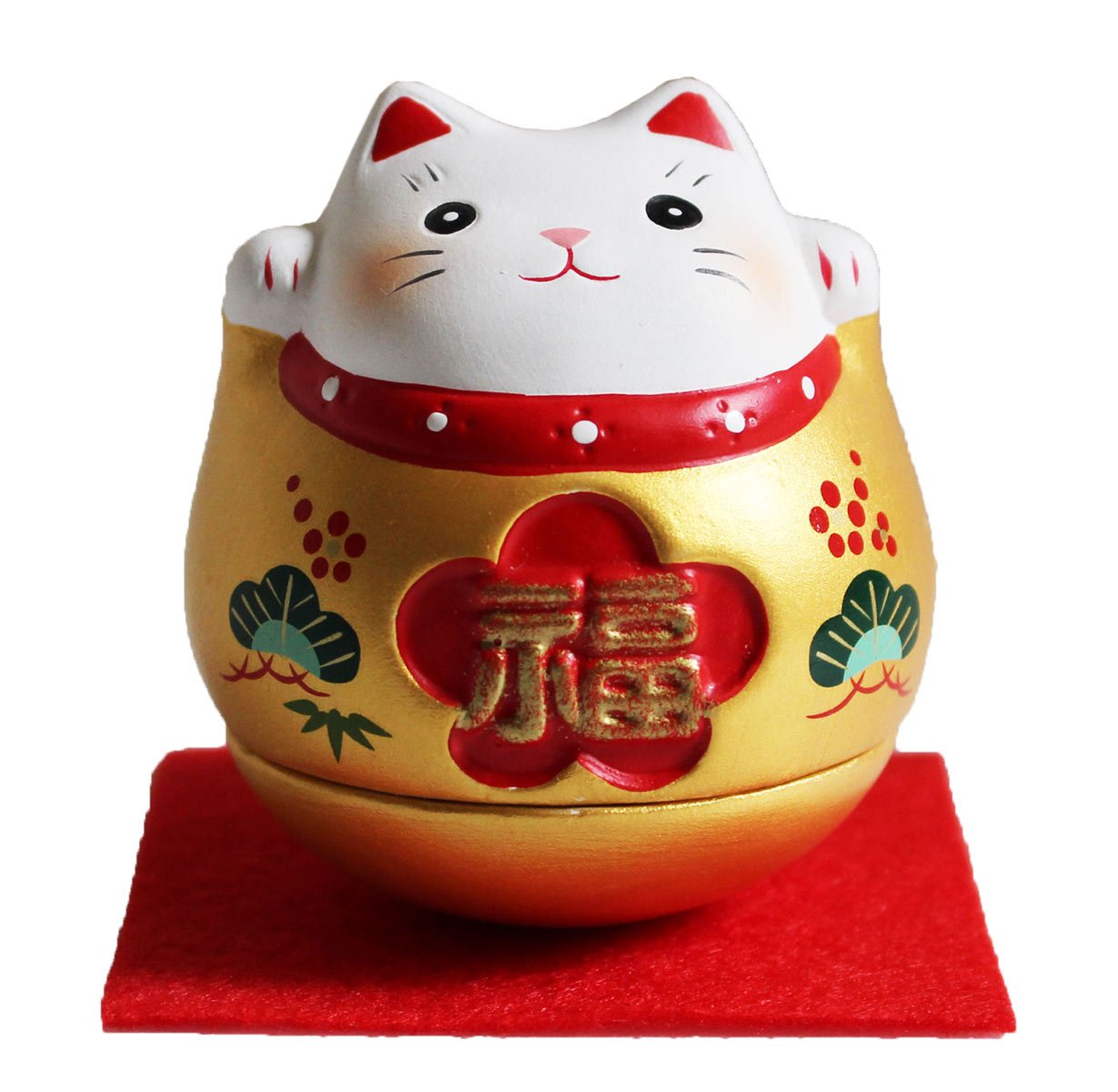 Japanese GOLD KOBAN Maneki Neko Beckoning Cat Lucky Cat Figurine (7472)
