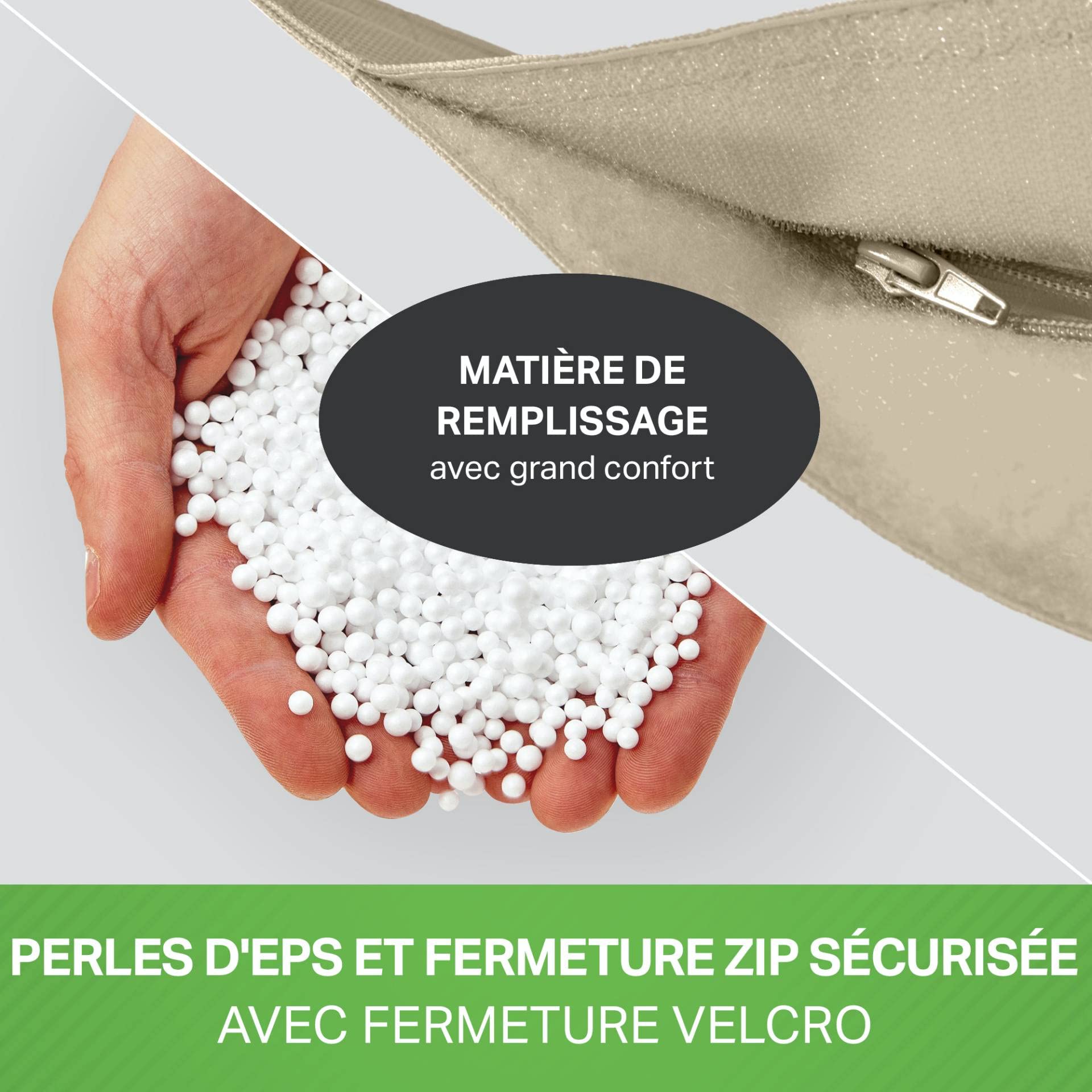 Green Bean© Pouf XXL 140x180cm 380L Enfants&Adultes Bean Bag Remplissage de Perles EPS Pouf Géant Grand Extérieur Outdoor Coussin Repos Siège Sol Lavable Résistant aux Intempéries Lounge