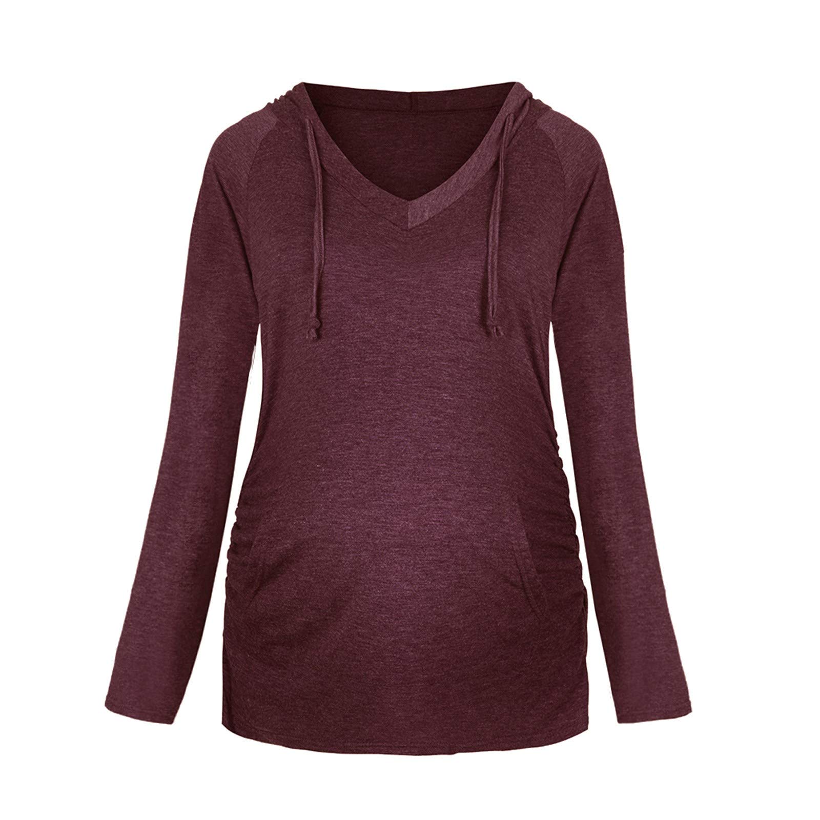 Hiver Pas Cher a la Mode Chic Chemise Femme Enceinte Atuomne Haut Femme Enceinte Manche Longue Printemps Maternité T Shirt Grossesse Tunique Blouse Imprimé